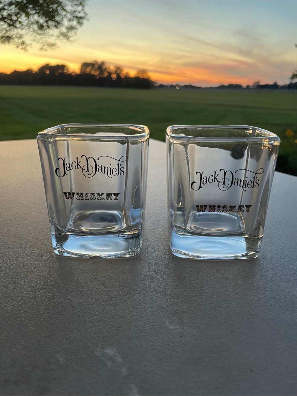 Jack Daniels Clear Square Glass Shot Glasses - Heavy Glass